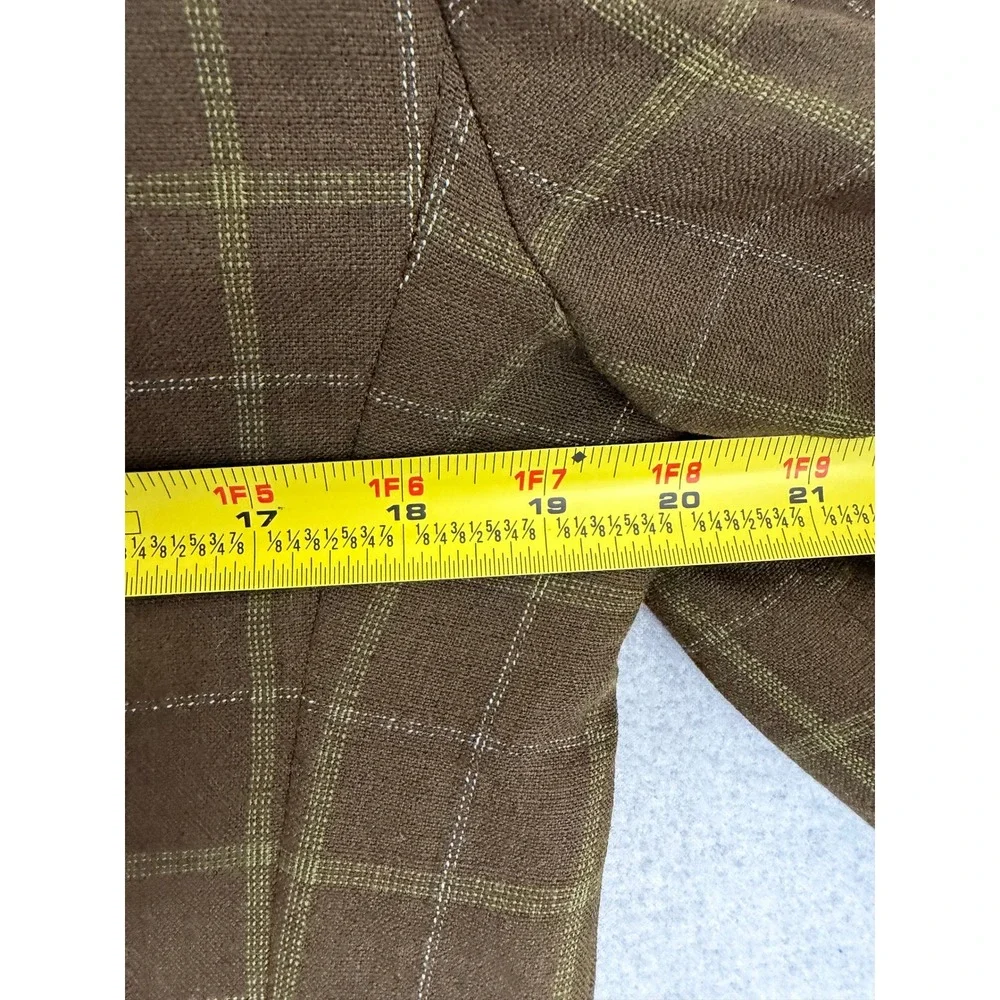 Vintage 60s Bespoke Brown Windowpane Check Sport Coat Blazer 36R ACWA Union Tag